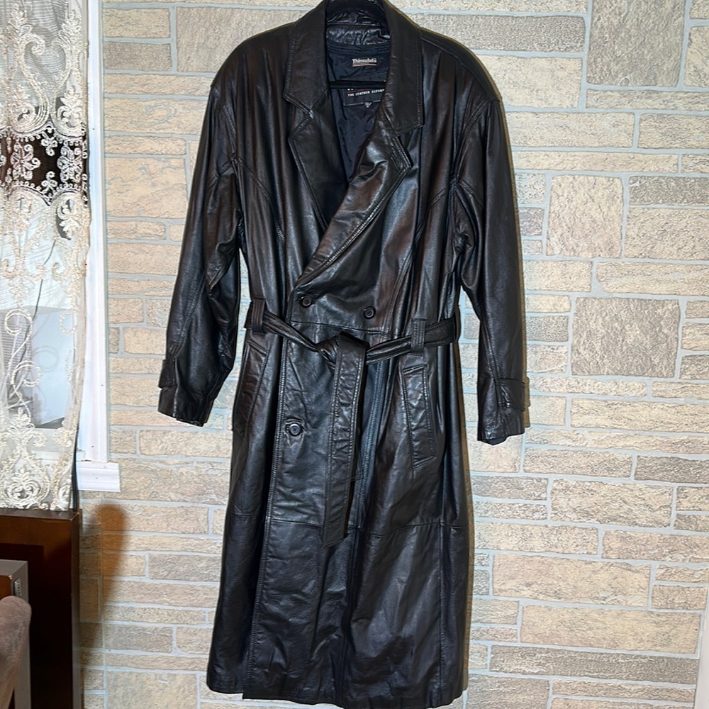 Wilsons 100% Leather Insulated Thinsulate Trench Black  Coat M